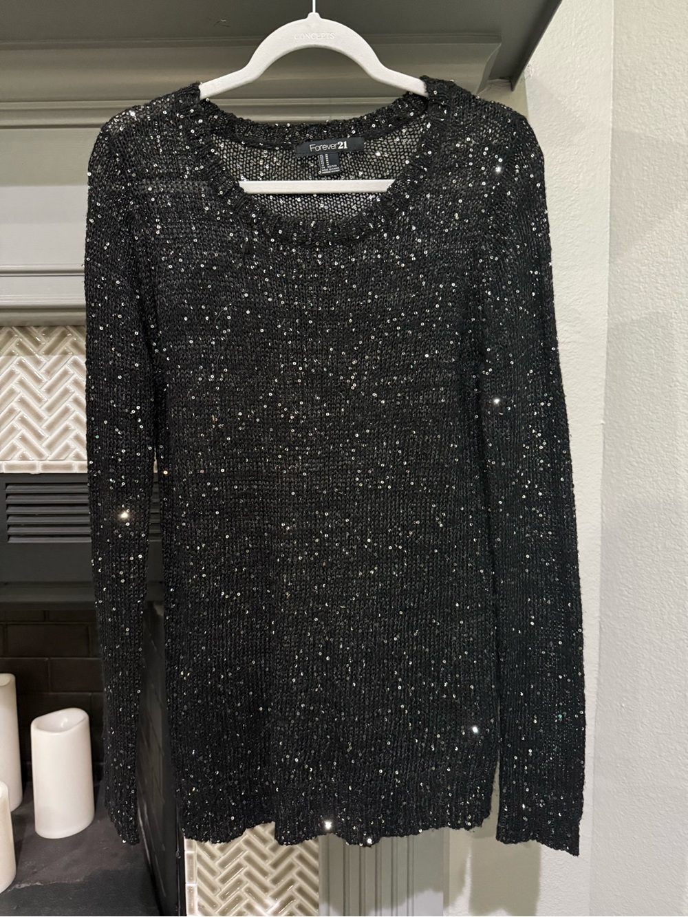 Forever 21 Black Sequin Knit Top